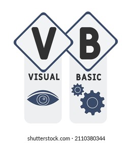 VB - acrónimo de Visual Basic. fondo de concepto de negocio. concepto de ilustración vectorial con palabras clave e iconos. ilustración con iconos para banner web, volante, página de inicio