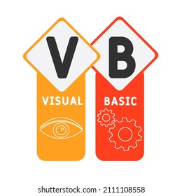 VB - Visual Basic acronym. business concept background. vector illustration concept with keywords and icons. lettering illustration with icons for web banner, flyer, landing pag