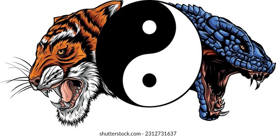 vbector illustration of Tiger and snake head