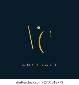 VC Abstractas diseño de logotipo de oro. Abstractas composición de símbolos de oro sobre un fondo azul marino oscuro