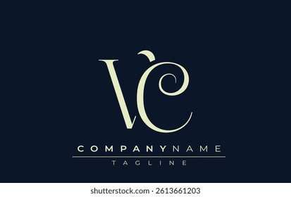 VC abstract Logo. Elegantly Designed Minimalist Monogram Logo with Stylish Lettering. Sophisticated and sleek minimalist monogram showcasing unique lettering design.
