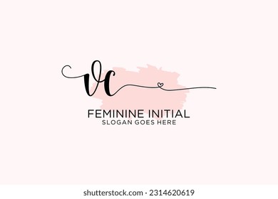 Monograma de belleza VC y elegante logo de diseño de logo para escritura a mano de firma inicial, boda, moda, floral y botánica con plantilla creativa.