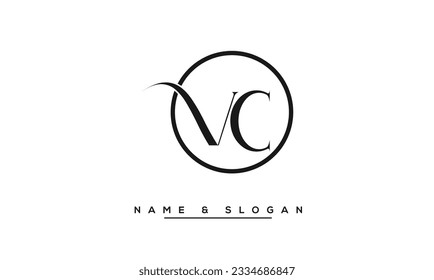 Monograma de VC, CV y letras abstractas