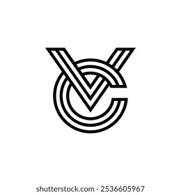 Logotipo monográfico de letra VC ou CV. Cartas VC ou CV linhagens vinculadas design de logotipo.