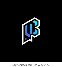 VC initial gradient blue gaming concept ideas for esport team, twitch and streamer