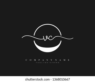 VC initial handwriting logo template vector