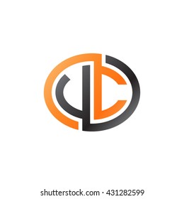 VC initial letters looping linked ellipse logo orange black