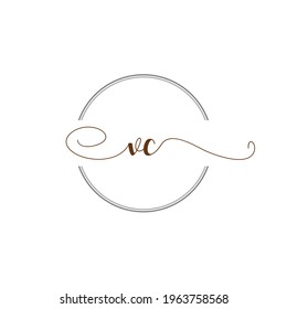 VC Initial Logo Handwriting template letter illustration