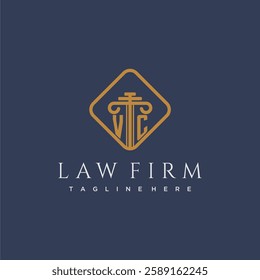 VC initial monogram logo for lawfirm with pillar in creative square design