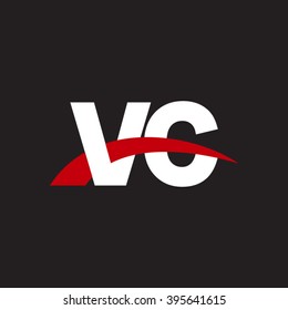 VC initial overlapping swoosh letter logo white red black background