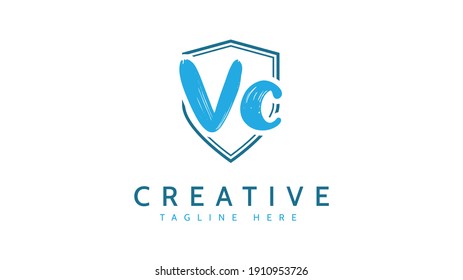 VC Initials, handwriting logo vector