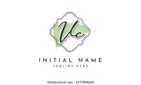 VC Initials, handwriting logo vector