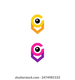 VC Letter Design with Creative Lens Of Photography Logo Design Vector Template. Modern Design. Lens Logo. Vector Illustration.