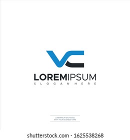 VC Letter Logo Design with Creative Modern Trendy Typography and Black Colors Design Vector Illustration