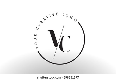VC Letter Logo Design with Creative Intersected and Cutted Serif Font.