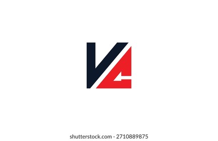 Logotipo do VC. Projeto VC. Carta VC preta e vermelha. Design do logotipo da letra CV. Letra inicial CV logotipo do monograma. 