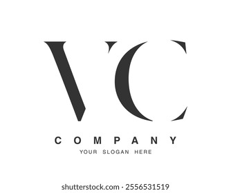 VC logo design. Initial letter v and c serif font style. Creative classic company name typography. Trendy logotype or identity. Vector illustration.