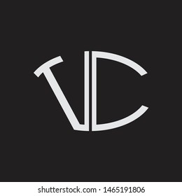 VC Logo letter oval monogram design template with black and white colors