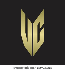 VC Logo monogram with emblem style isolated with gold colors