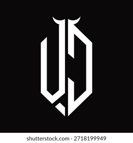 VC Logo monogram with horn shape isolated black and white design template on black background