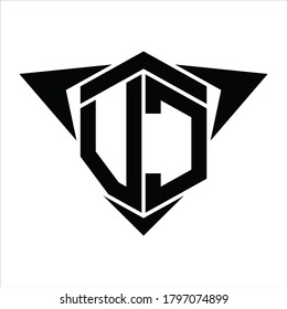 Monograma del logotipo VC con flecha de alas alrededor de la plantilla de diseño sobre fondo blanco