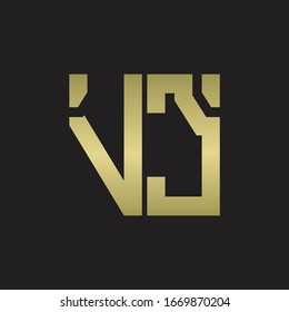 VC Logo with squere shape design template with gold colors