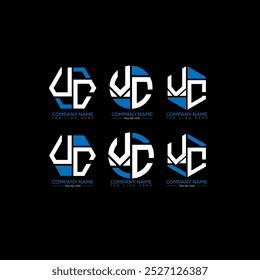 VC minimalist and classic logo set design.VC monogram polygonal and circle shape vector. VC unique design.

