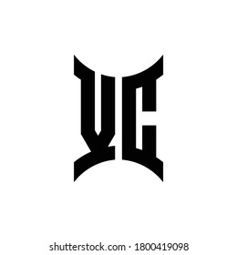VC-Monogramm-Logo mit geschwungener Seitendesign-Vorlage