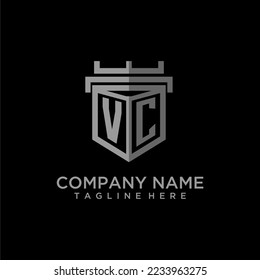 VC monogram logo initial for shield  crown style design