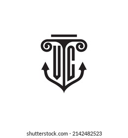 VC pillar and anchor combination concept logo in high quality design