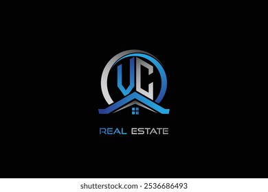 VC real estate letters logo design for construction or house. VC real estate letters logo Vector design