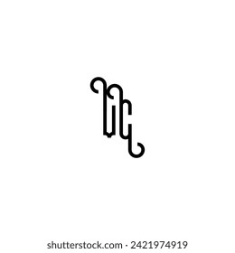 VC simple curved concept initial logo design black and white background
