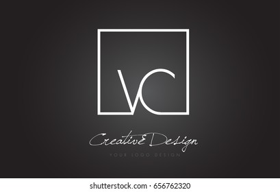 Vector de diseño de logotipo de letra cuadrada VC con colores en blanco y negro.