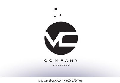 VC V C alphabet company letter logo design vector icon template simple black white circle dot dots creative abstract