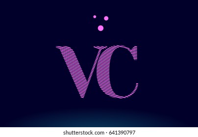 vc v c alphabet letter logo pink line stripes magenta purple blue font creative text dots company vector icon design template