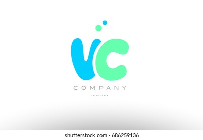 VC V C alphabet letter blue green logo vector creative company icon design template modern dots