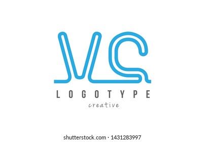 VC V C blue joined line alphabet letter logo combination suitable as icon design for a company or business
