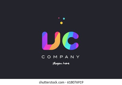vc v c  creative rainbow green orange blue purple magenta pink artistic alphabet company letter logo design vector icon template