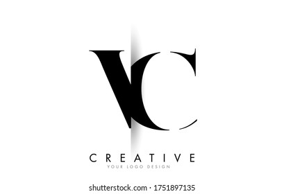 VC V C Letter Logo Design mit Creative Shadow Cut Vektorgrafik Design.