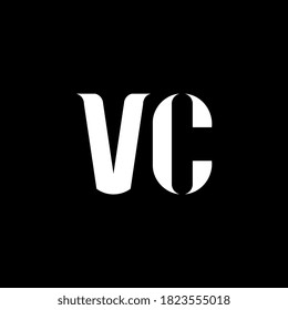 Diseño del logotipo de la letra VC V C. Letra inicial de color blanco del logotipo monograma superior del círculo VC enlazado. logotipo VC, diseño V C. VC, V C
