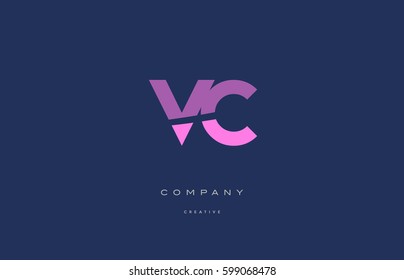 vc v c  pink blue pastel modern abstract alphabet company logo design vector icon template 