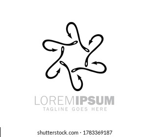 Ilustración vectorial del logotipo del grupo de ganchos de pescado 