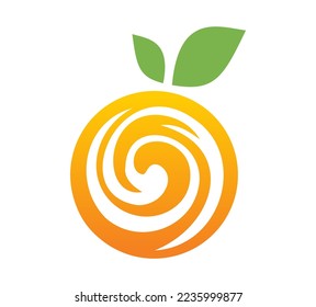 A vcetor illustration of Orange Circle Fruit Logo Sign in isolated white background