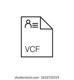 ícone da extensão de arquivo vcf contorno traçado editável eps 