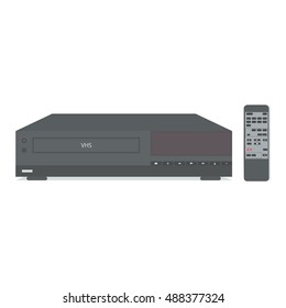 VCR with remote control. Vector illustration.