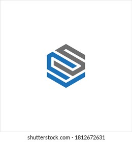 VCS , CSV , CVS Unique modern flat abstract logo design with blue and gray color.