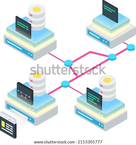 VCS illustration with isometric style and flat design