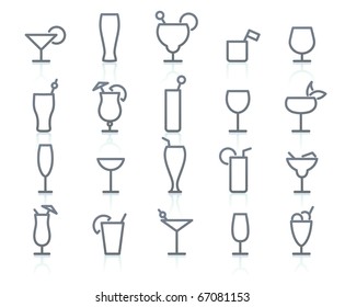 Vctor icons  set of cocktail and liquor glasses.