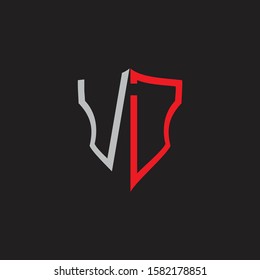 VD Abstract logo monogram with shield elements isolated on black background