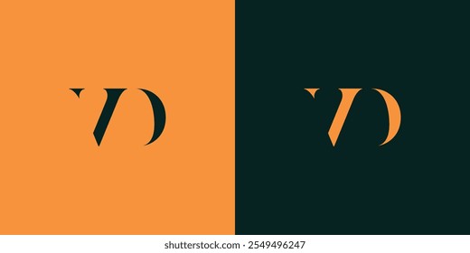 VD abstract minimalist letters Logo Monogram. It is a minimalist logo, this logo is made by combining two letters